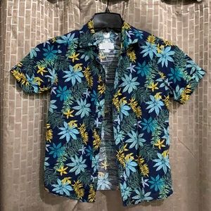 Boys wonder nation button up Hawaiian print